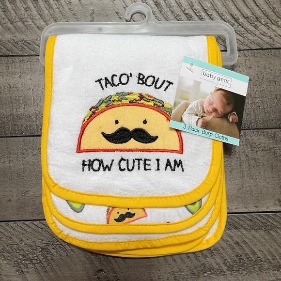 Baby Gear Other - Baby Gear Taco Bout How Cute I Am Baby Burp Cloths NWT P11